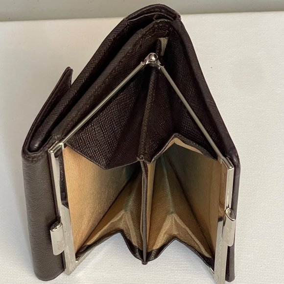 BURBERRY Vintage Nova Check Kisslock Tri-Fold Canvas & Leather Wallet 4.7"×4" - Picture 9 of 12